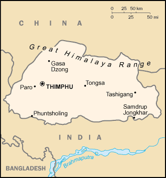 carte Bhoutan